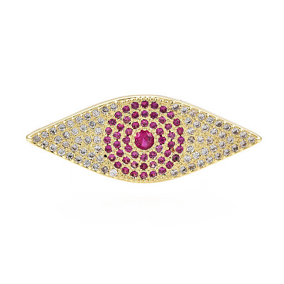 Cubic Zirconia Horse Eye Open Cuff Ring RJEW-N037-014C-1