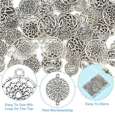 100Pcs 5 Styles Tibetan Style Zinc Alloy Connector Charms FIND-YW0008-94-1