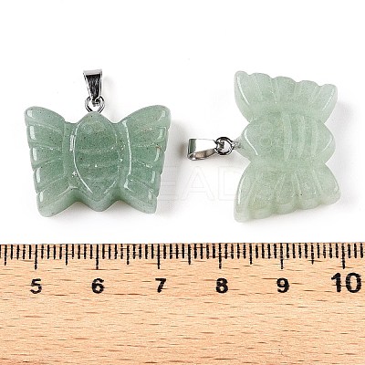 Natural Green Aventurine Carved Butterfly Pendants G-N342-01E-1