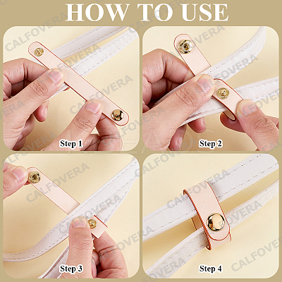 6Pcs 3 Styles Cowhide Leather Cable Straps with Golden Metal Snap Button FIND-CL0001-73A-1