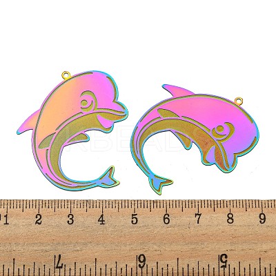 Ion Plating(IP) 304 Stainless Steel Etched Metal Embellishments Pendants LS-STAS-G328-05D-RC-1
