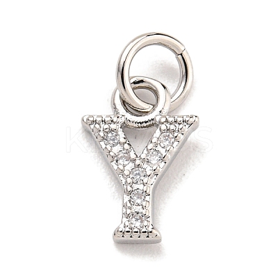 Initial Letter Brass with Cubic Zirconia Charms KK-Q814-26Y-P-1