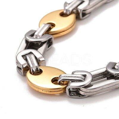 PVD Vacuum Plating 201 Stainless Steel Bean Link Chain Bracelets LS-STAS-E160-09GP-1