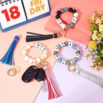 DIY Word Love Keychain Wristlet Making Kits DIY-PH0008-76-1