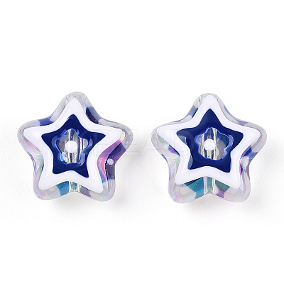 UV Plating Rainbow Iridescent Acrylic Beads OACR-A018-04D-1
