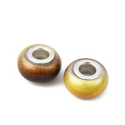 Two Tone Opaque Resin Rondelle European Beads RESI-Z046-02E-1