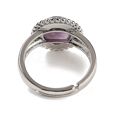 Natural Amethyst Round Adjustable Rings RJEW-K271-02P-01-1