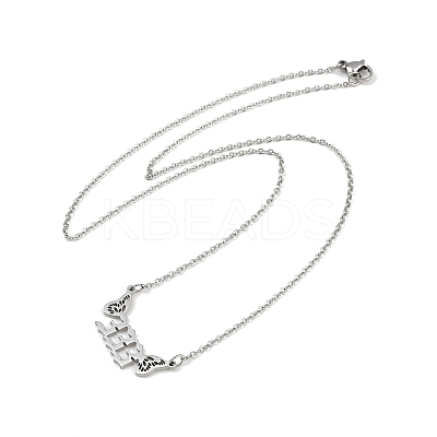 201 Stainless Steel Number 333 with Butterfly Wings Pendant Necklaces LS-NJEW-P332-01A-P-1