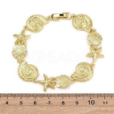Brass Micro Pave Clear Cubic Zirconia Link Bracelets for Women BJEW-H209-09B-G-1