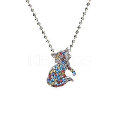 Alloy Colorful Rhinestone Pendant Necklaces for Kid FS-WG8D677-02-1