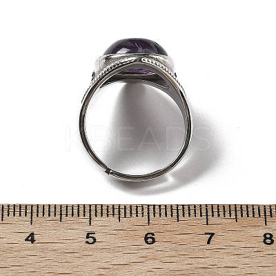 Natural Amethyst Adjustable Rings G-P560-03AS-07-1