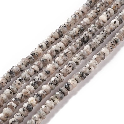Dyed Natural Sesame Jasper/Kiwi Jasper Rondelle Beads Strands G-E316-A-1