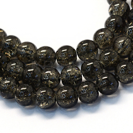 Baking Paint Transparent Crackle Glass Round Bead Strands DGLA-Q018-10mm-10-1