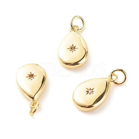 Brass Micro Pave Clear Cubic Zirconia Pendants X-ZIRC-P094-10G-RS-1