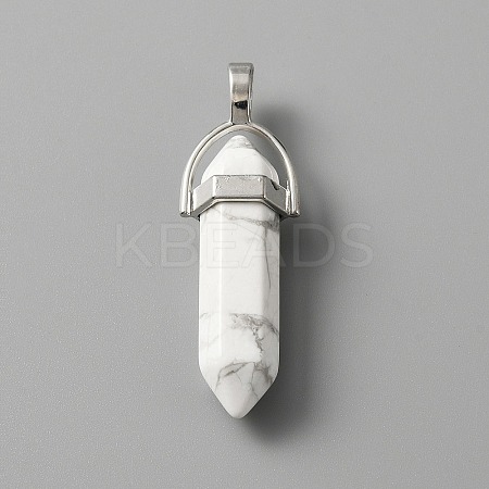 Natural Howlite Double Terminal Pointed Pendants LS-G-TAC0001-07C-1