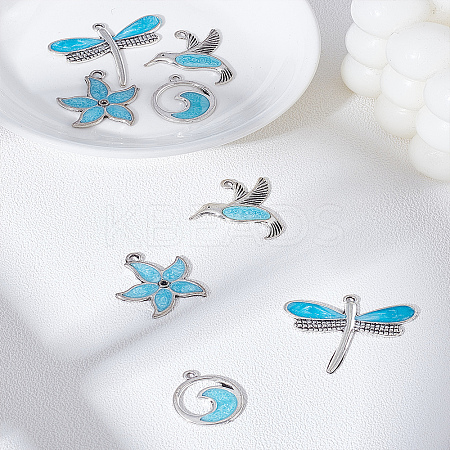 8Pcs 4 Styles Alloy Enamel Pendants ENAM-LP0001-33-1