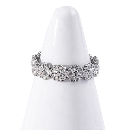 304 Stainless Steel Open Cuff Ring for Women LS-RJEW-Z083-01P-1