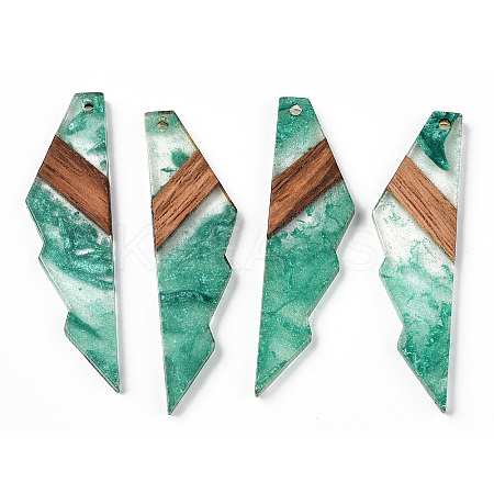 Transparent Resin & Walnut Wood Big Pendants RESI-ZX017-55-1