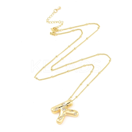 Brass Micro Pave Clear Cubic Zirconia Pendant Necklaces NJEW-Z038-01G-K-1
