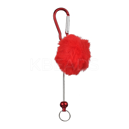 Aluminum Alloy Pom Pom Ball Beadable Keychain Bar HJEW-Q001-01C-1