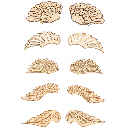 25 Pairs 5 Styles Unfinished Wooden Wing Cutouts WOOD-GF0010-37-1