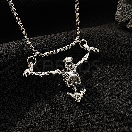 Punk Style Skeleton Skull Alloy Pendant Necklaces WH-WGF5A97-01-1