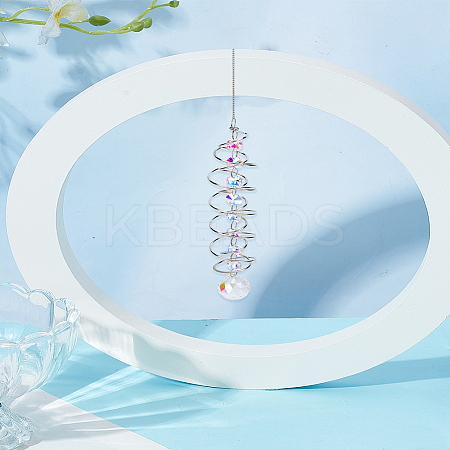 Alloy Glass Octagon & Round Rotating Suncatchers HJEW-WH0001-31P-01-1