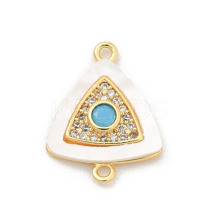 Brass Micro Pave Clear Cubic Zirconia & Shell Connector Charms KK-M303-03G-11-1