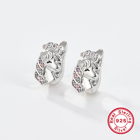 Flower/Star/Footprint/Unicorn 925 Sterling Silver Hoop Earrings CM1193-5-1