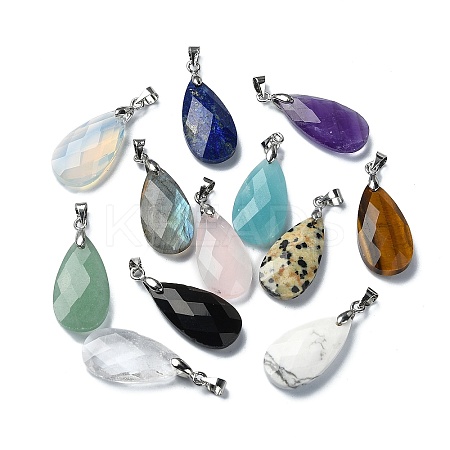 Faceted Natural & Synthetic Mixed Gemstone Pendants G-P519-06P-1