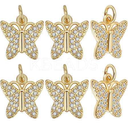 6Pcs Brass Micro Pave Cubic Zirconia Charms KK-BBC0016-80A-1
