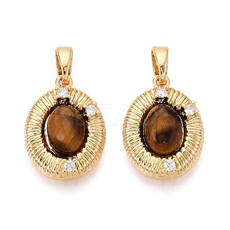 Natural Tiger Eye Pendants KK-N287-22G-1