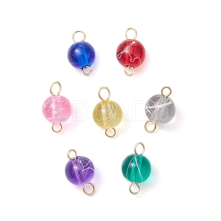 Drawbench Transparent Glass Round Connector Charms PALLOY-JF03321-1
