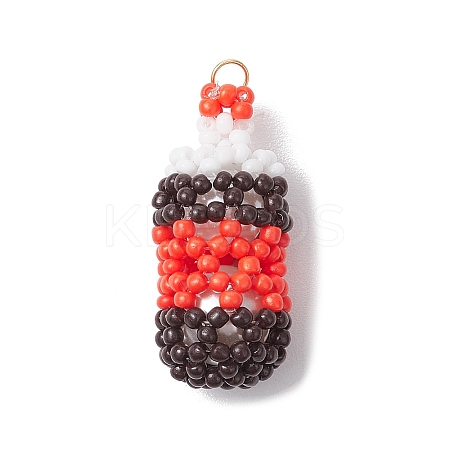 Glass Seed Beads Coke Pendants PALLOY-MZ00457-01-1