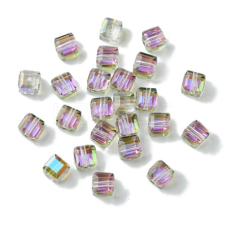 100Pcs Transparent Electroplate Glass Beads GLAA-K064-08A-HR02-1