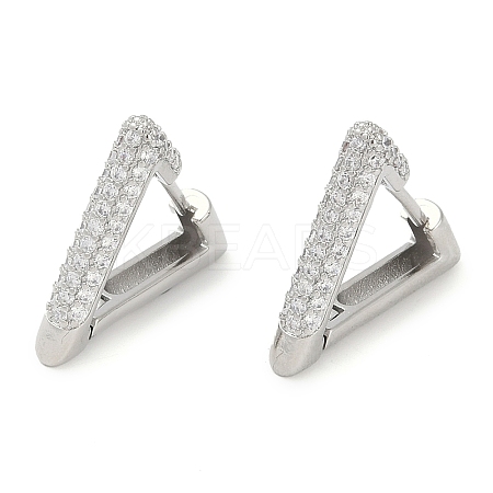 Rack Plating Triangle Brass Micro Pave Cubic Zirconia Hoop Earrings EJEW-Z059-14P-01-1