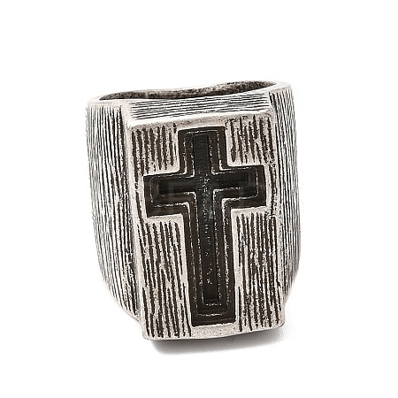 304 Stainless Steel Cross Finger Rings LS-RJEW-Z114-01AS-1