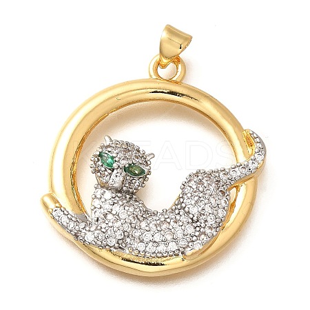 Brass Micro Pave Cubic Zirconia Pendants KK-B128-02G-1