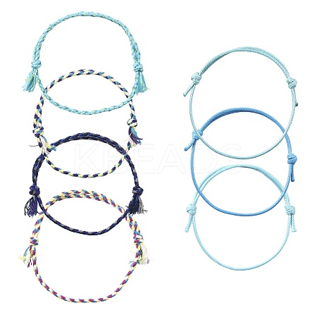 14Pcs 7 Colors Cotton Cord Bracelet Set for Men Women BJEW-FS00025-02-1