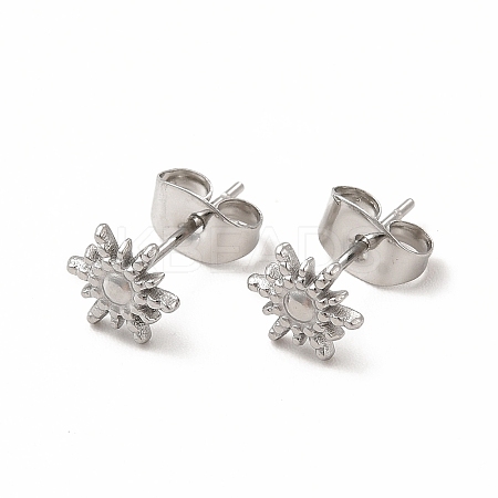 Non-Tarnish 304 Stainless Steel Sun Stud Earrings for Women EJEW-C004-09P-1