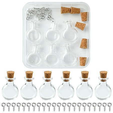 6Pcs Clear Mini High Borosilicate Glass Bottle Bead Containers AJEW-FS0001-09A-1