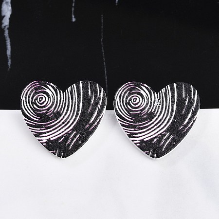 Heart Acrylic Printed Stud Earrings for Women EJEW-G418-01D-1