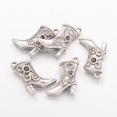 Tibetan Style Alloy Pendant Rhinestone Settings X-TIBEP-24059-AS-RS-1