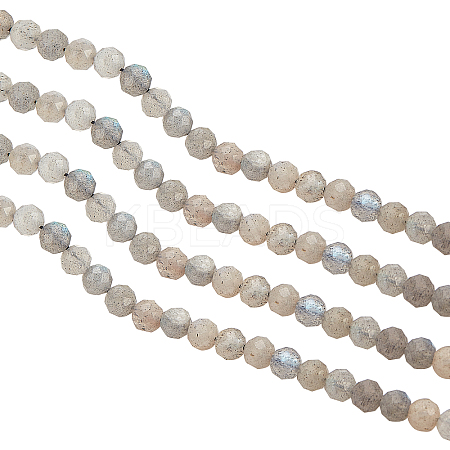 Faceted Round Natural Labradorite Bead Strands G-AR0002-72-1