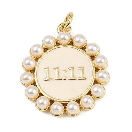 Flat Round with 11:11 Brass Enamel Pendants KK-S526-12G-A-1