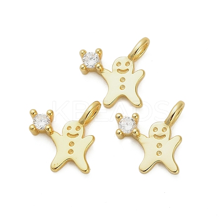 925 Sterling Silver Pave Clear Cubic Zirconia Christmas Gingerbread Man Charms STER-Z104-01G-1