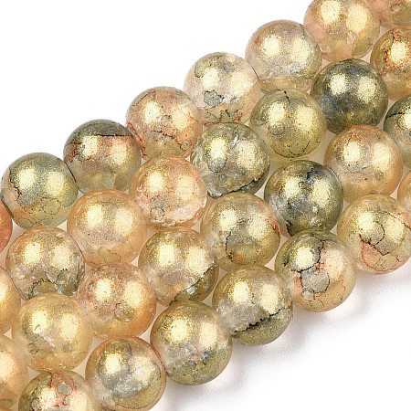 Baking Paint Crackle Glass Bead Strands DGLA-R053-03G-1
