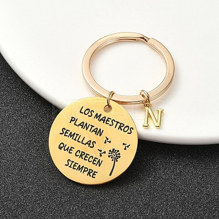 201 Stainless Steel & Brass Letter Keychain KEYC-YW00095-14-1