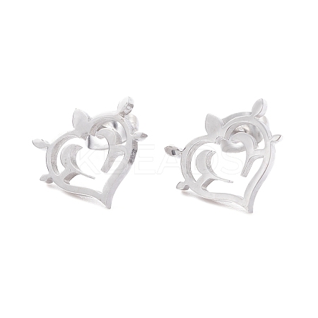Non-Tarnish Heart 304 Stainless Steel Stud Earrings for Women EJEW-Z017-05P-1
