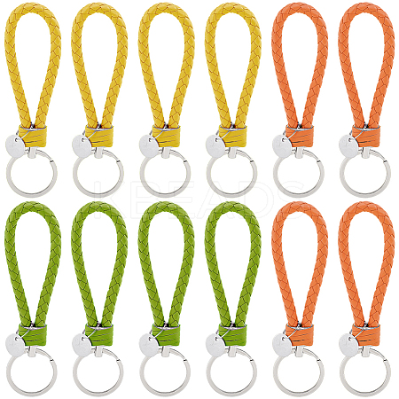 12Pcs 3 Colors PU Leather Knitting Keychains KEYC-CL0001-20C-1